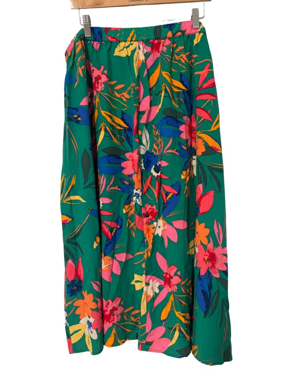 J. Crew Green Floral Faux Wrap Tie-Waist Midi Skirt - Picture 6 of 9